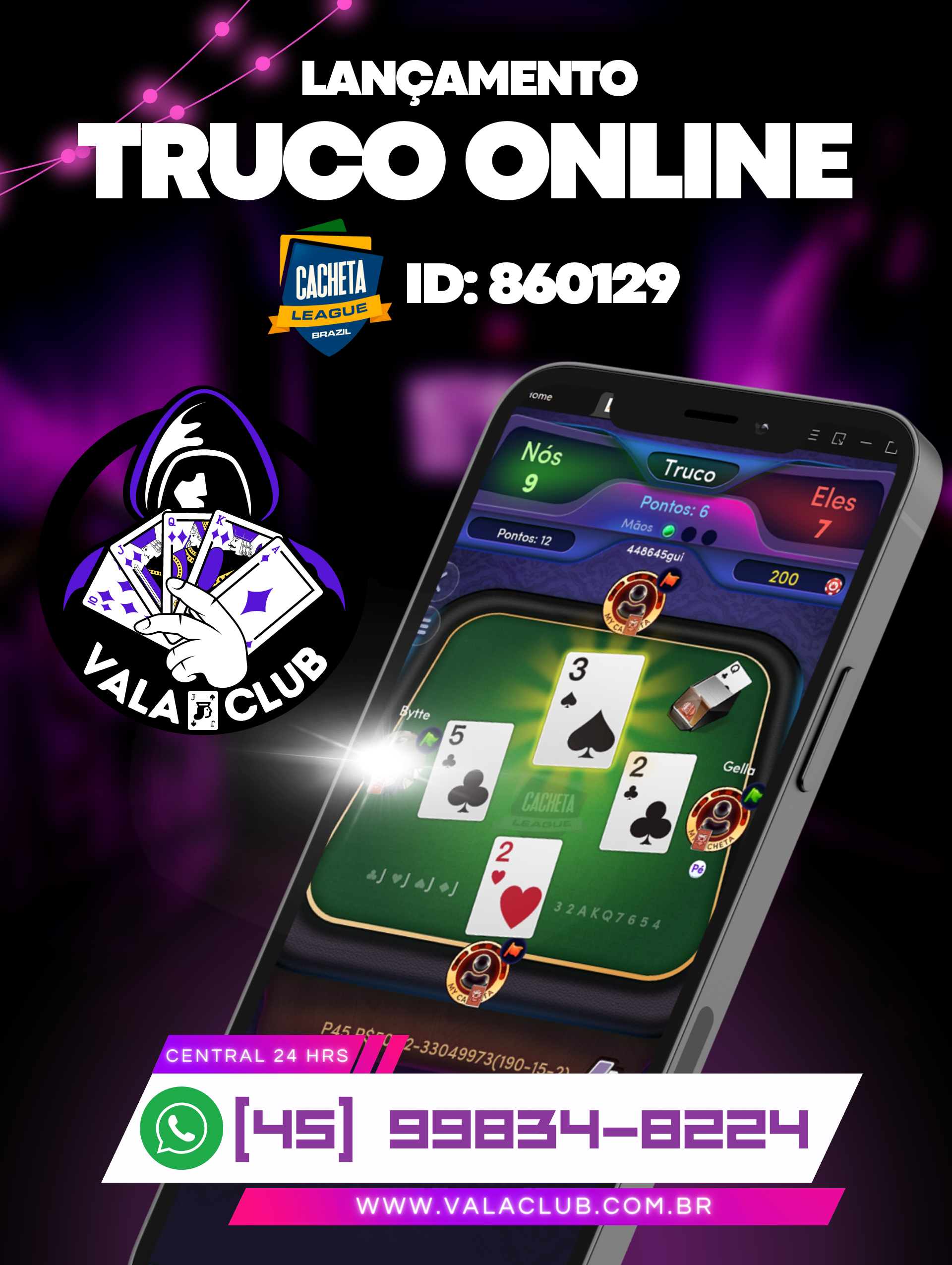 Clube de Truco Online - Central de Atendimento Vala Club 24 hrs