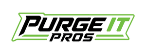 Purge It Pros logo in black and green with stylized italic text and a green underline accent