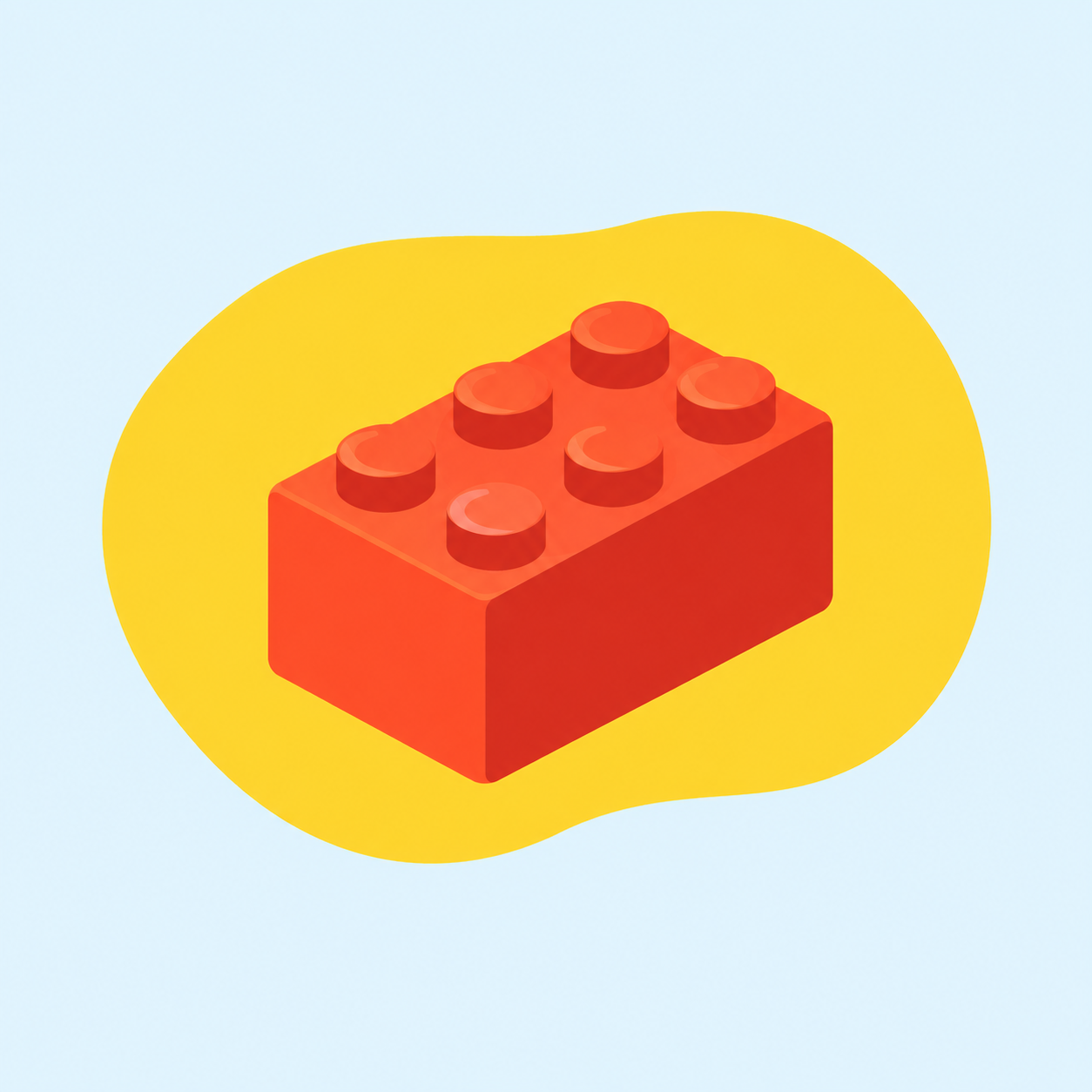 Red Lego-style brick on a yellow background