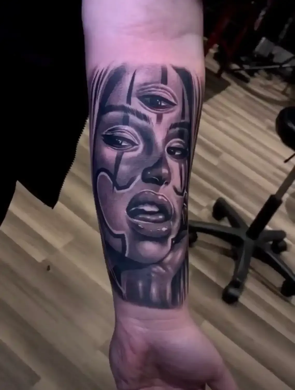 clown lady portrait tattoo by alex 