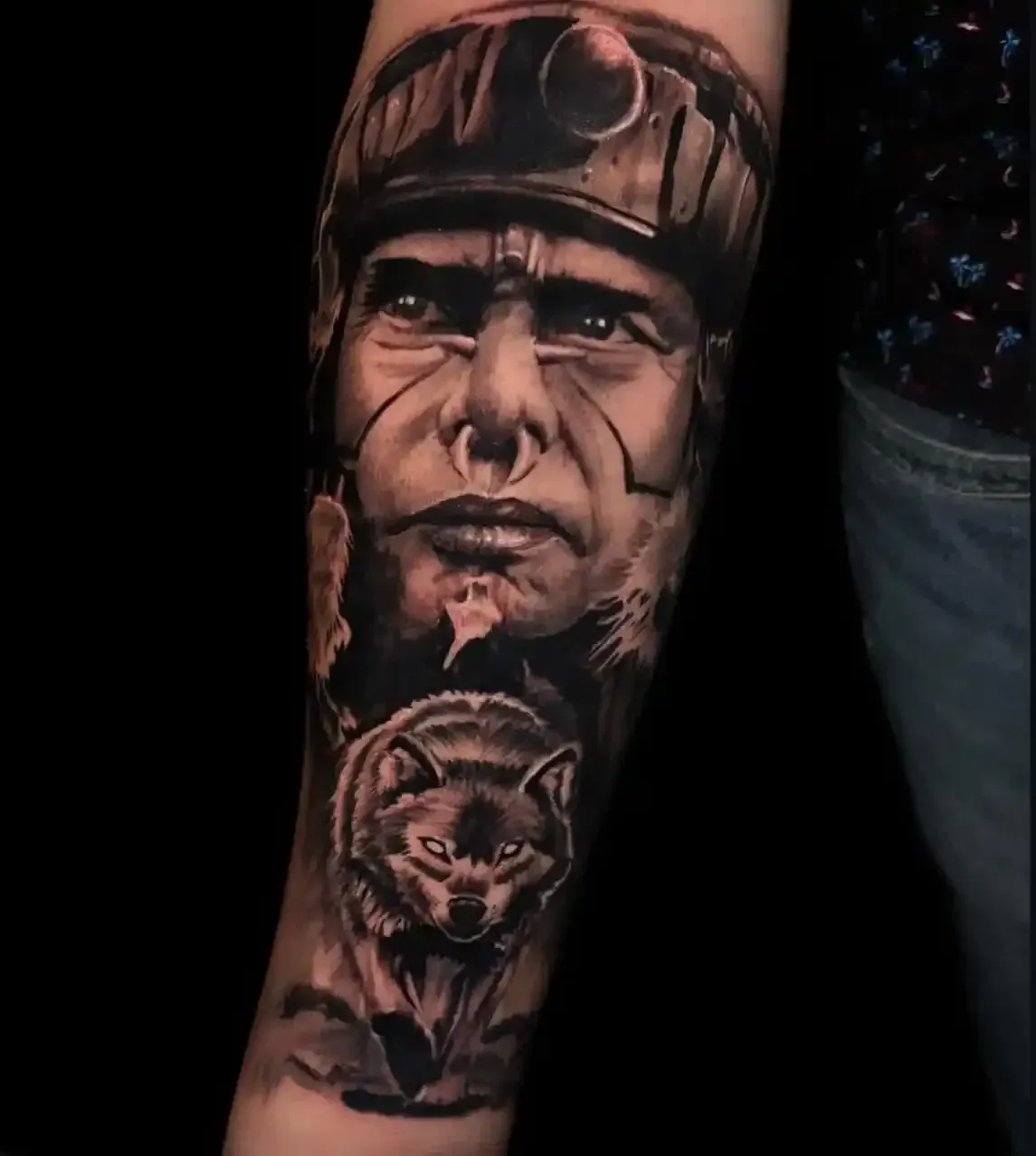 indigenous potrait with a wolf by Igor