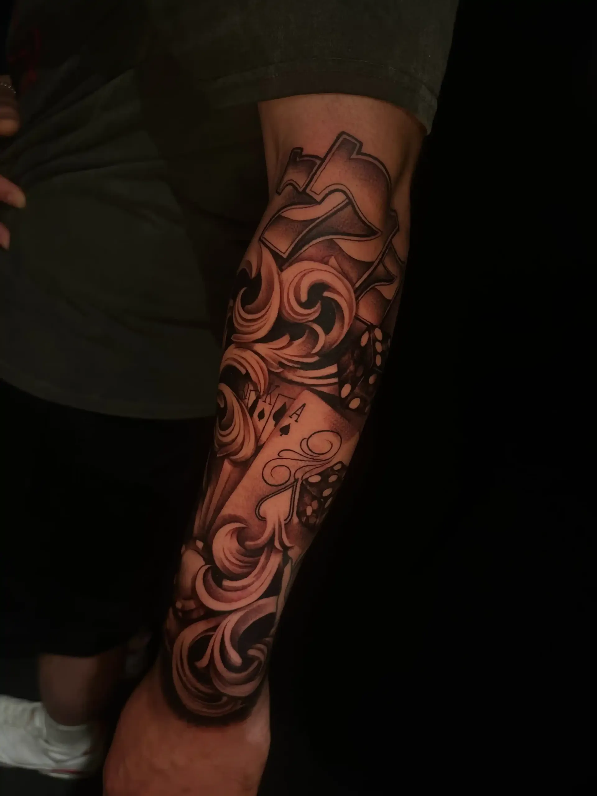 portrait hand tattoo by Nessa