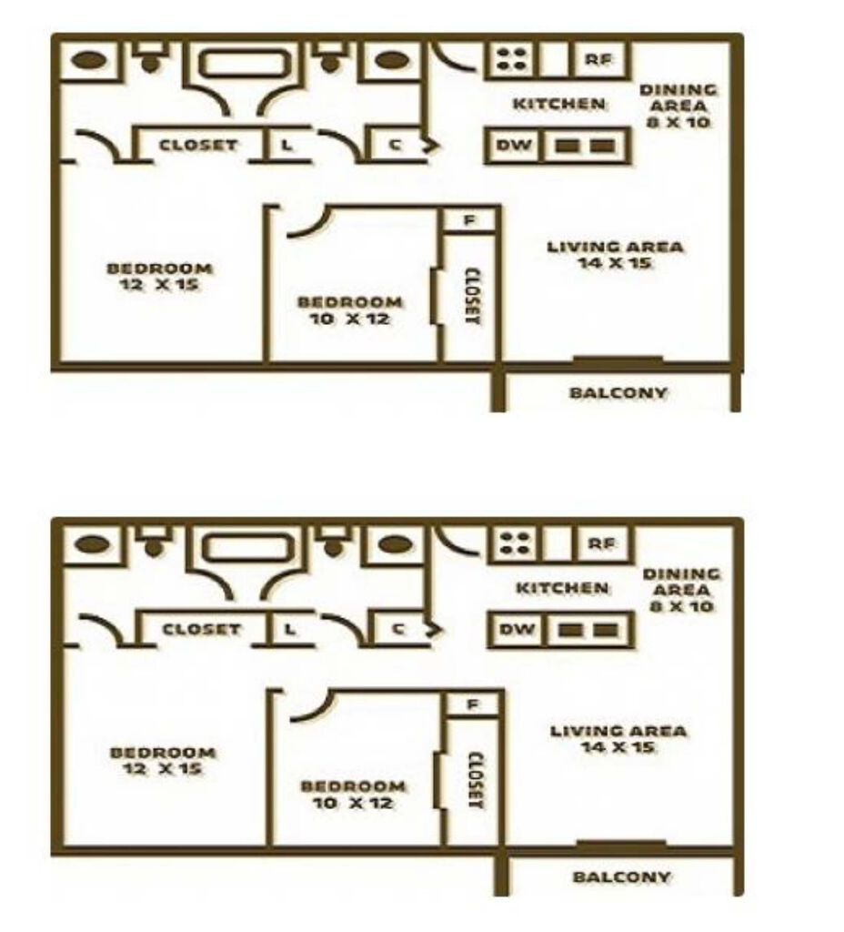 Floor Plan: 2 Bed · 1.5 Bath · 950 SQ. FT.