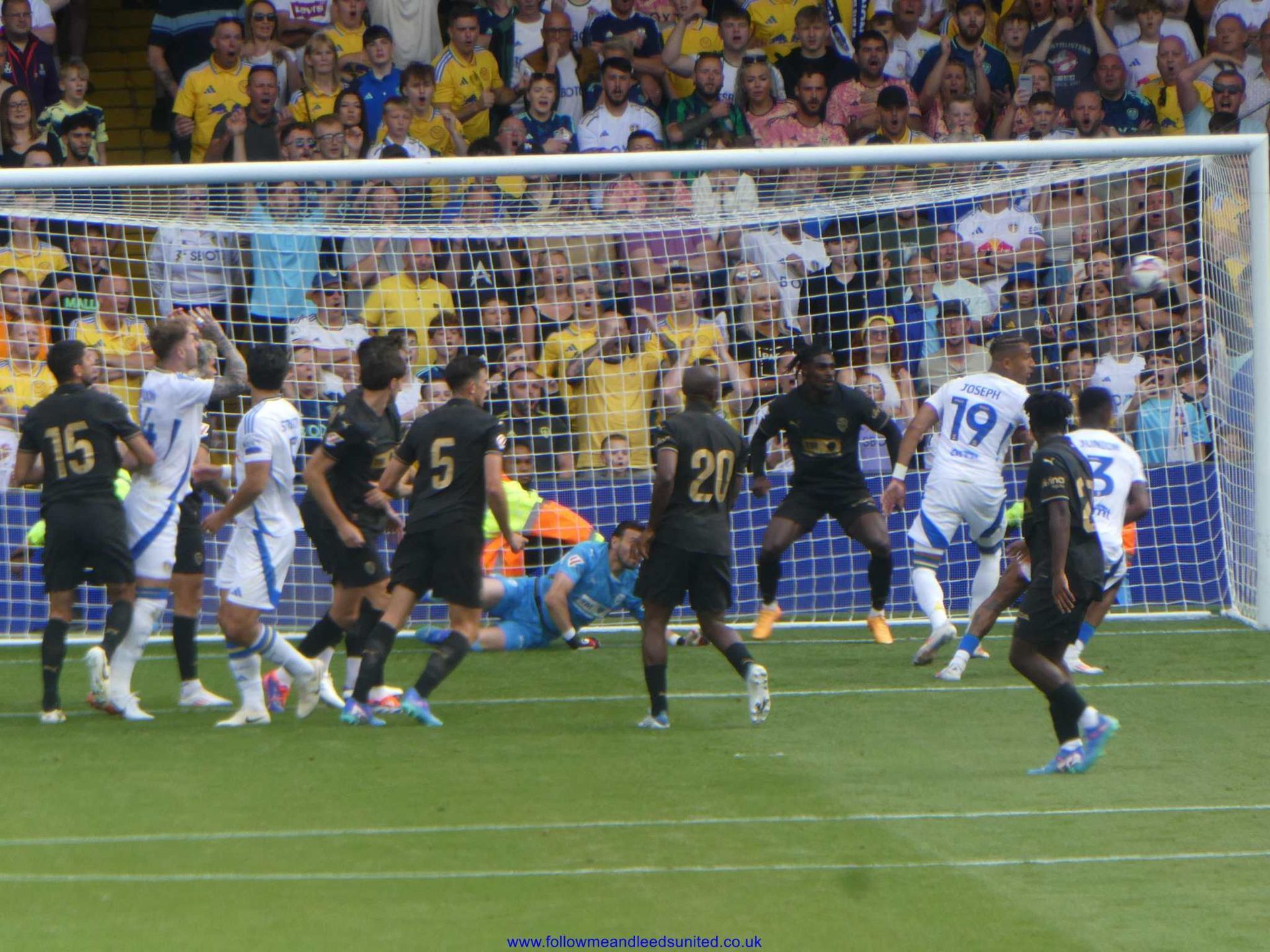 Leeds United and valencia players during their pre-season friendly at Elland Road 3rd August 2024 with a valencia player with the number 20 on his back