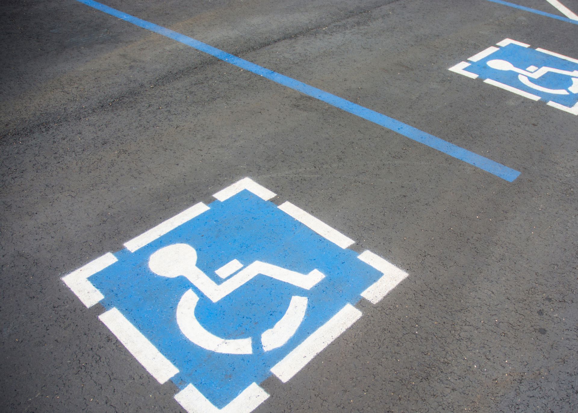 ADA handicap striping freshly painted in Lake County