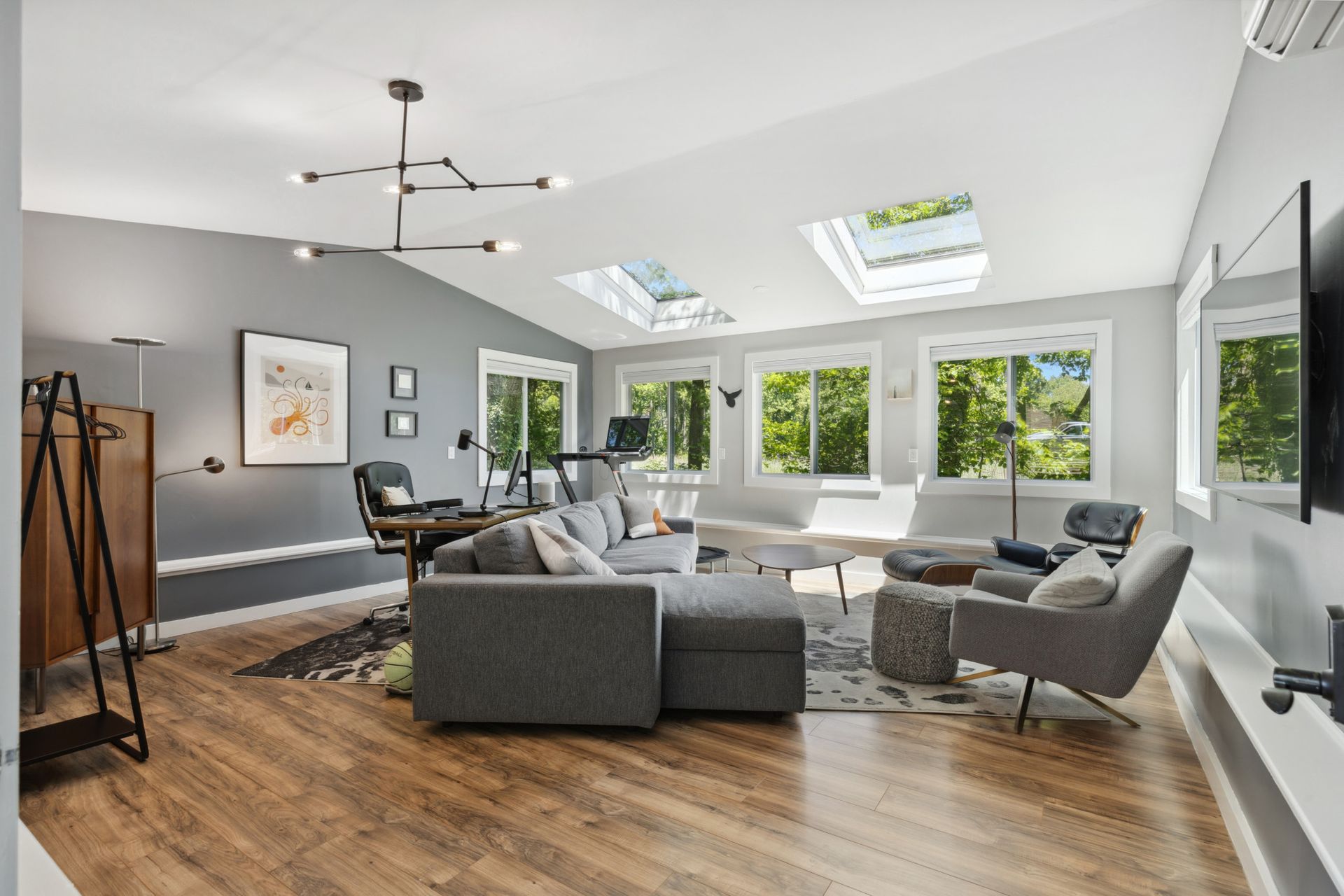 Modern living room with sectional seating and open layout