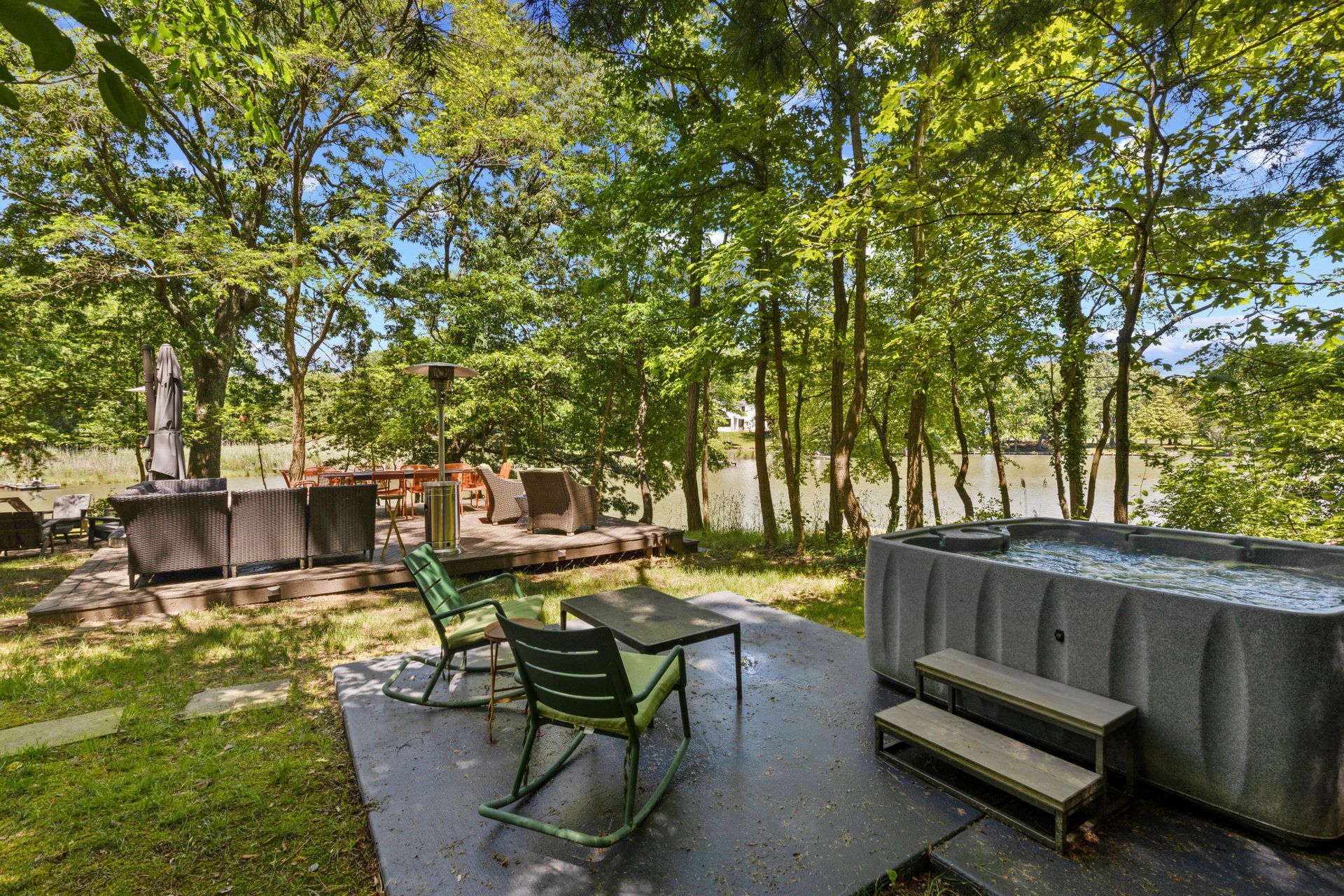 Open-concept kitchen and living area with island seating