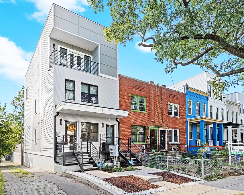 Historic rowhouses and commercial buildings in Washington DC