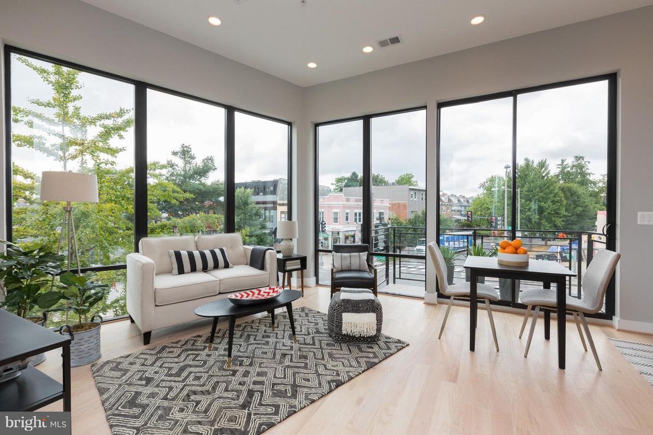 Modern apartment interior with open living and dining space