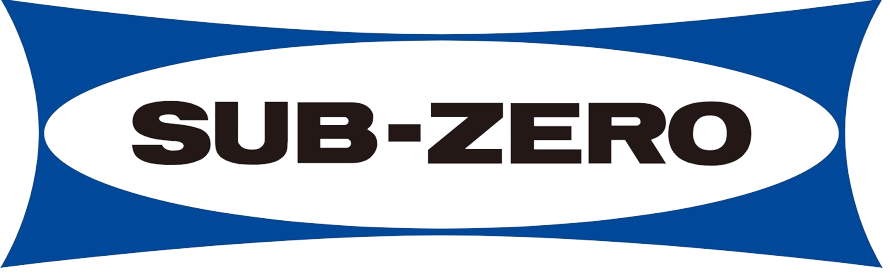 A blue and white sub-zero logo on a white background.