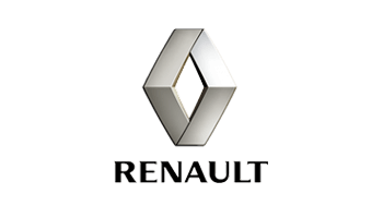 Logotipo de Renault: emblema de diamante plateado sobre el texto negro “RENAULT” sobre fondo blanco.