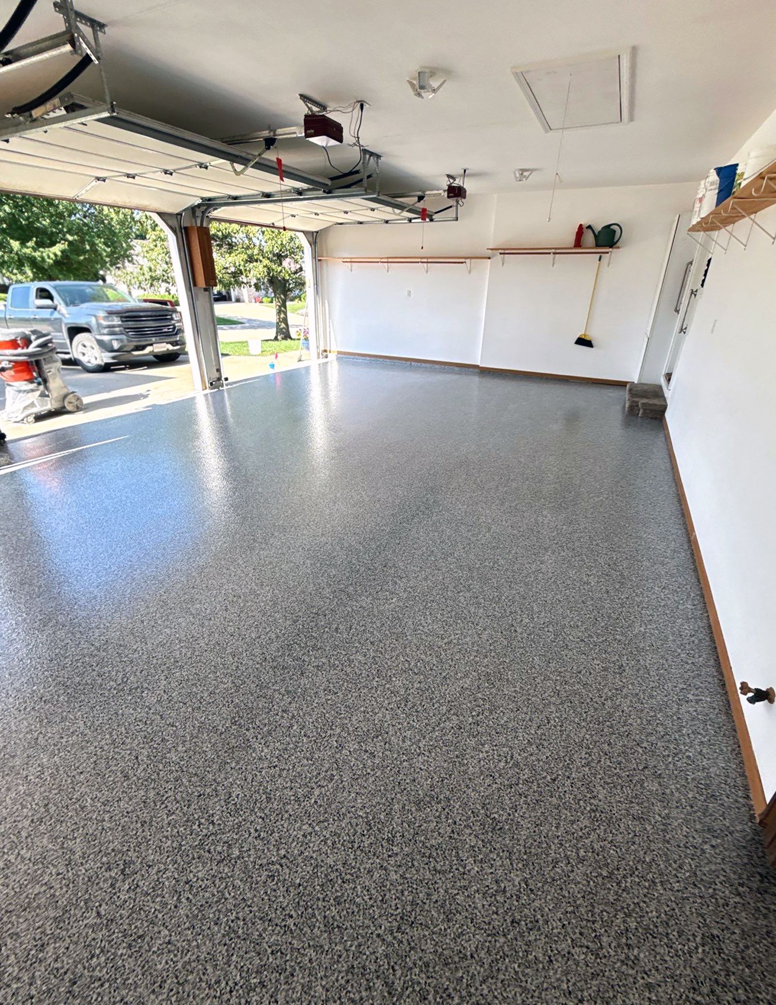 Residential garage with full-flake epoxy floor