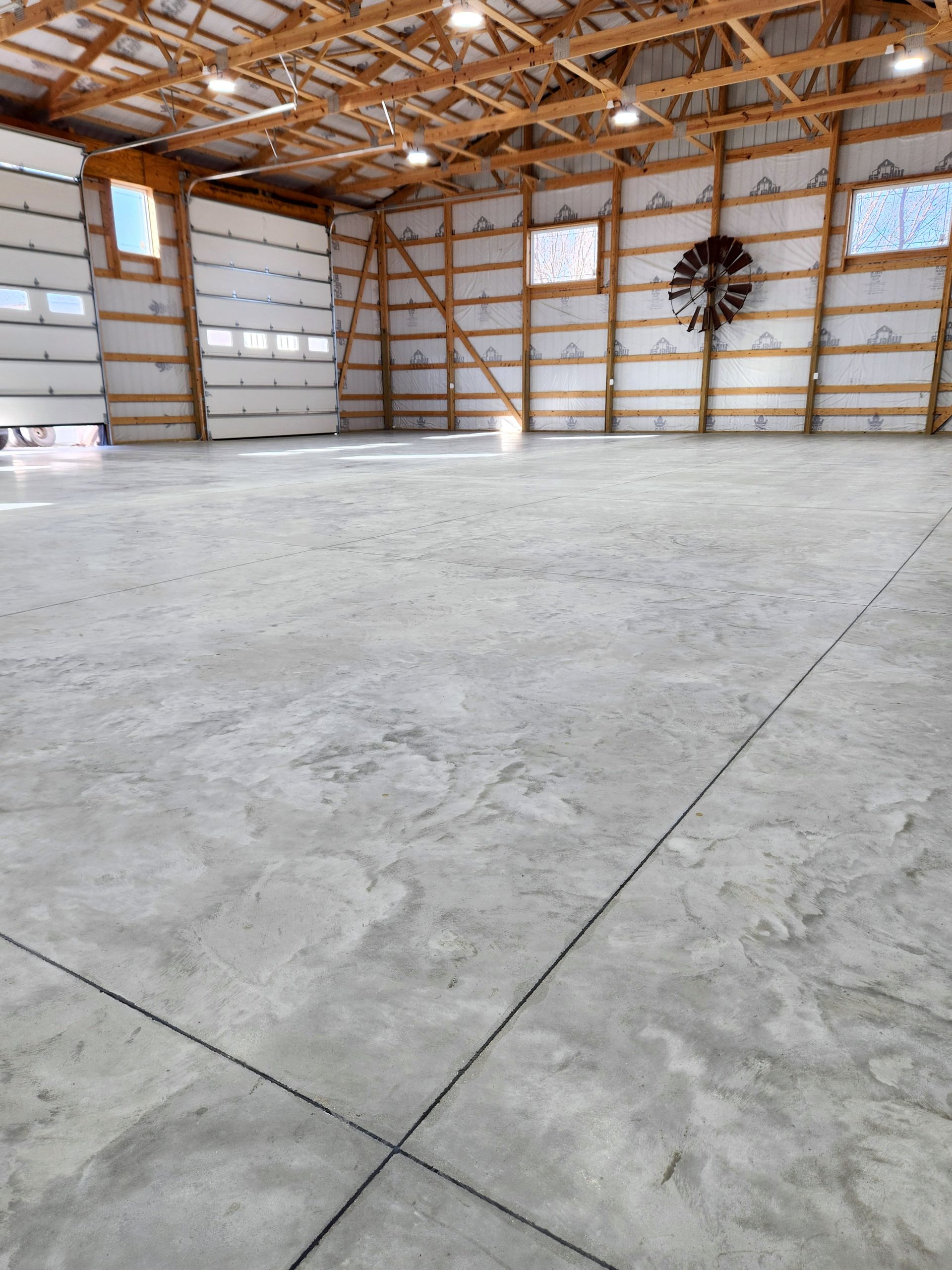 Shop interior with sealed concrete floor