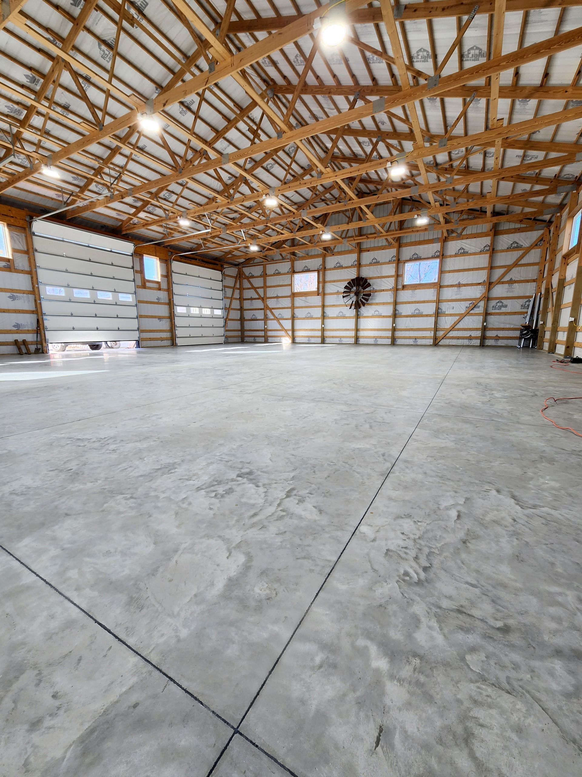 Shop interior with sealed concrete floor