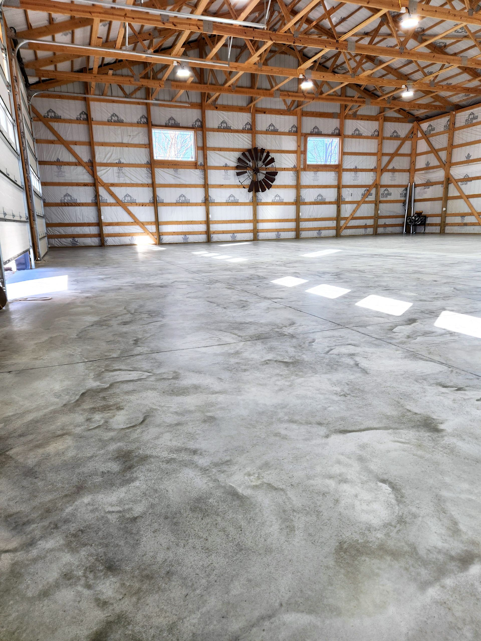 Shop interior with sealed concrete floor