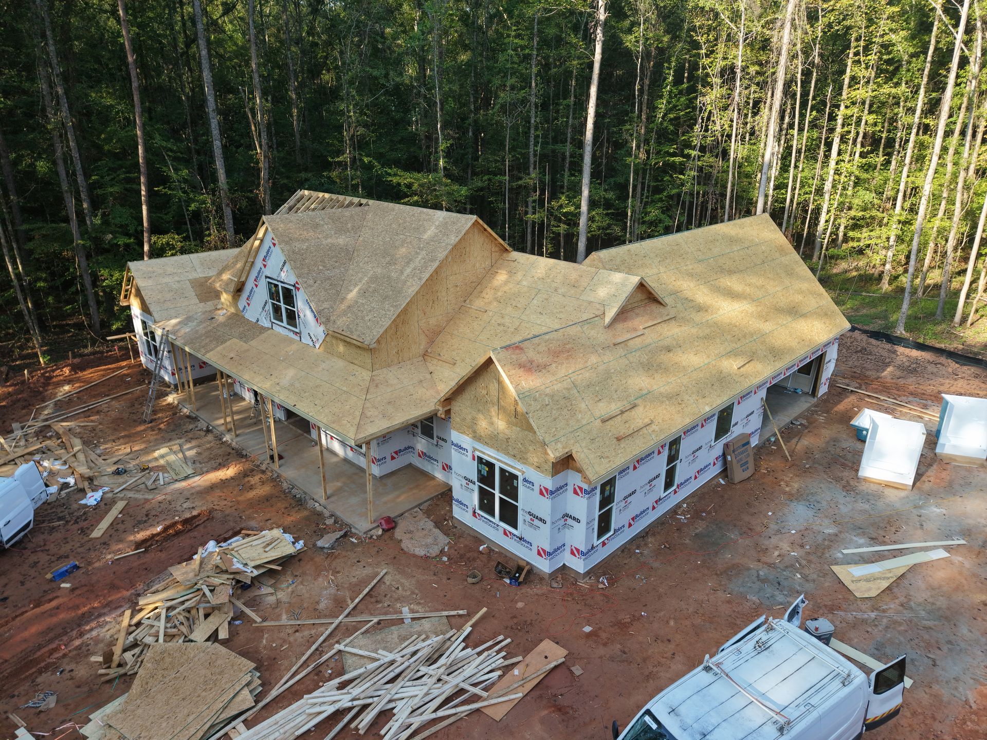 A home in the process of being built.