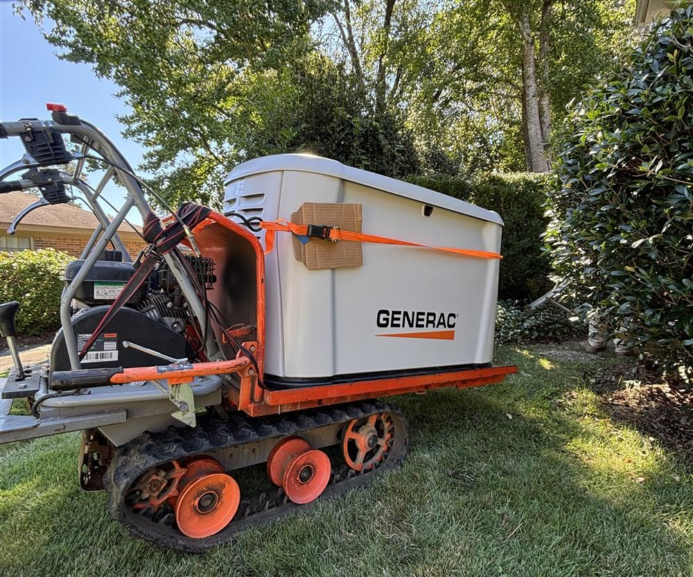 Abel Electric installing a Generac generator at a customer's home.