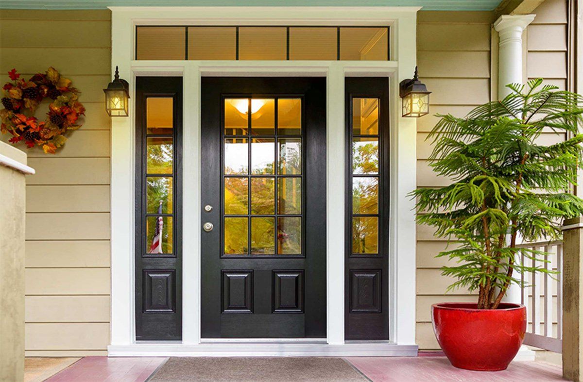front door with side panels