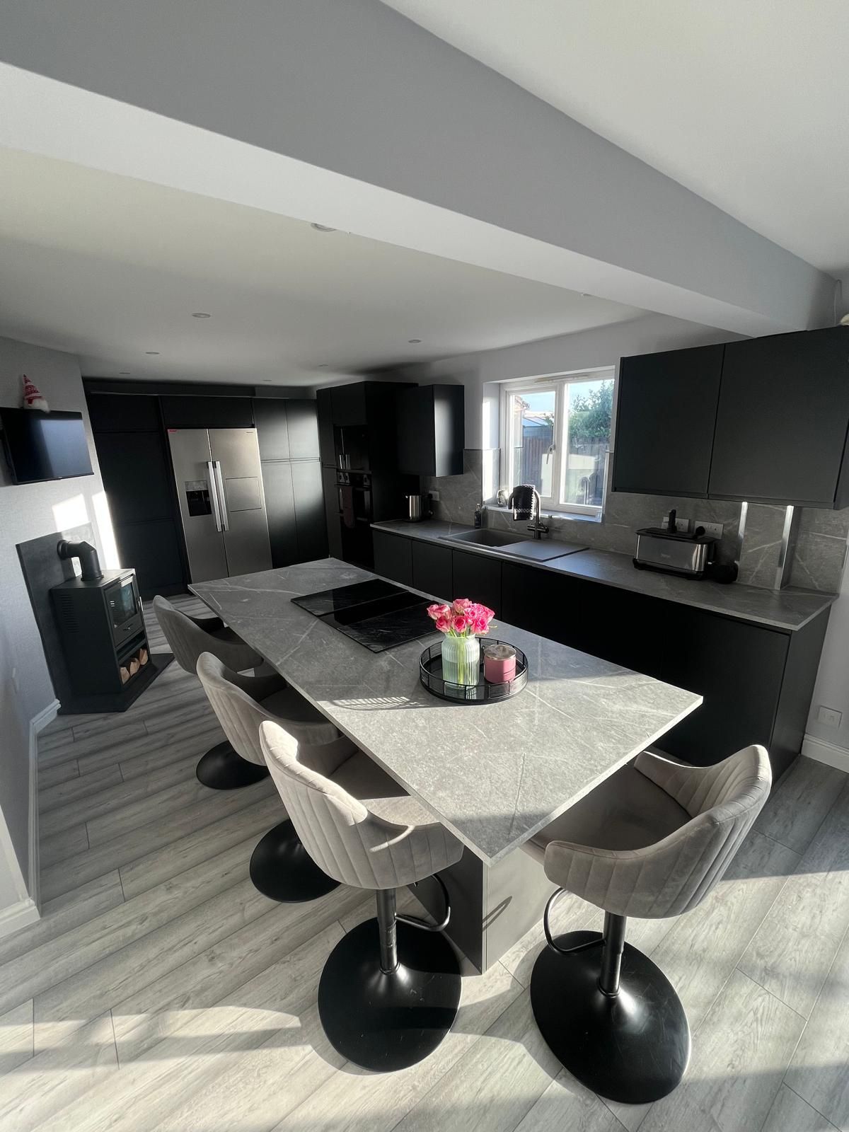 cream kitchen installation