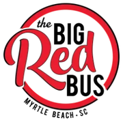 A logo for the big red bus in myrtle beach south carolina
