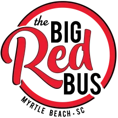 A logo for the big red bus in myrtle beach south carolina