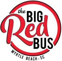 A logo for the big red bus in myrtle beach south carolina