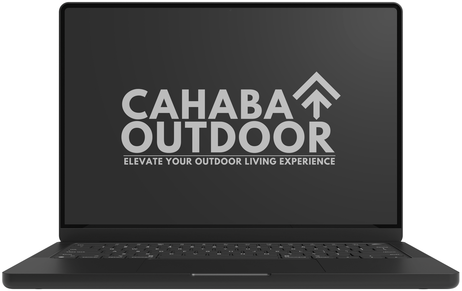 Laptop displaying the CAHABA OUTDOOR logo on a dark screen
