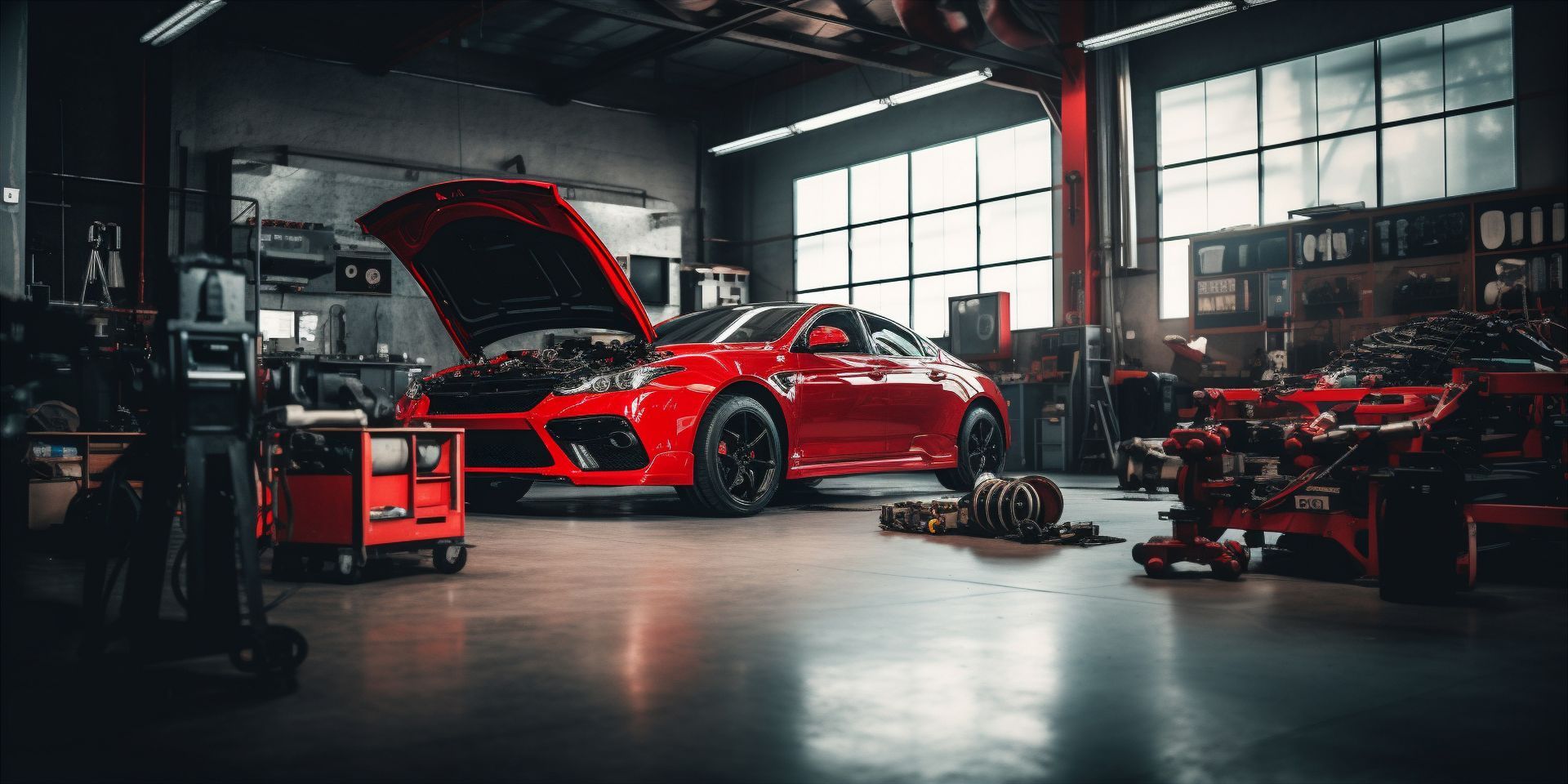 Car in auto repair Facility.