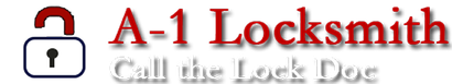 A-1 Locksmith logo with an open lock symbol and the text 