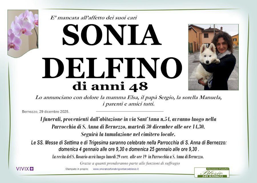 necrologio DELFINO Sonia