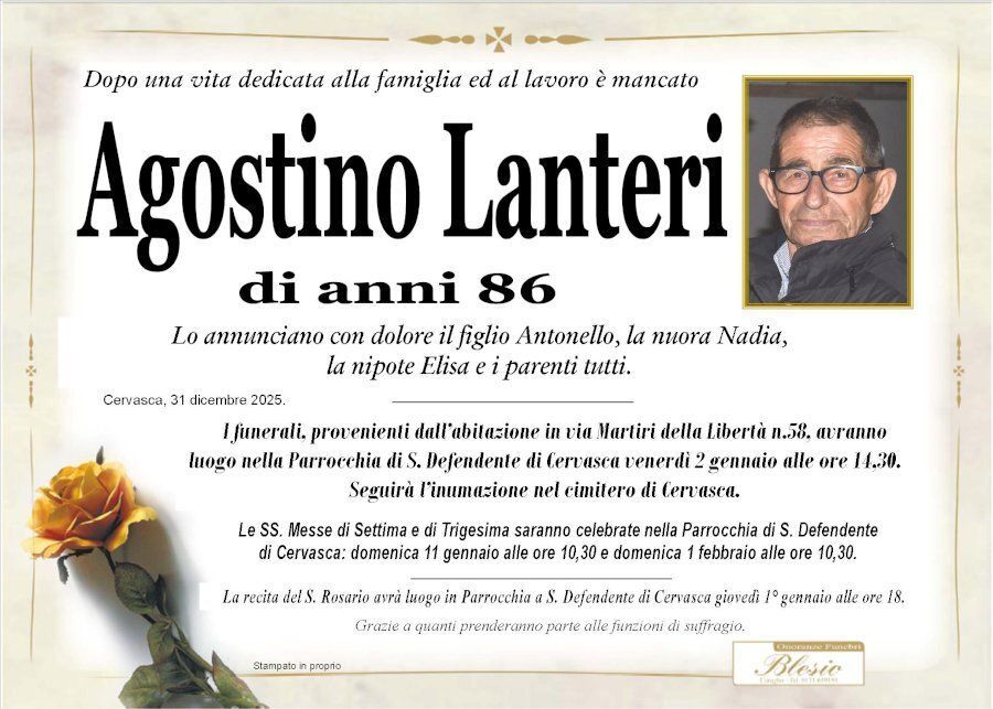necrologio LANTERI Agostino