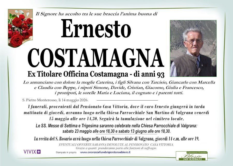 necrologio COSTAMAGNA Ernesto