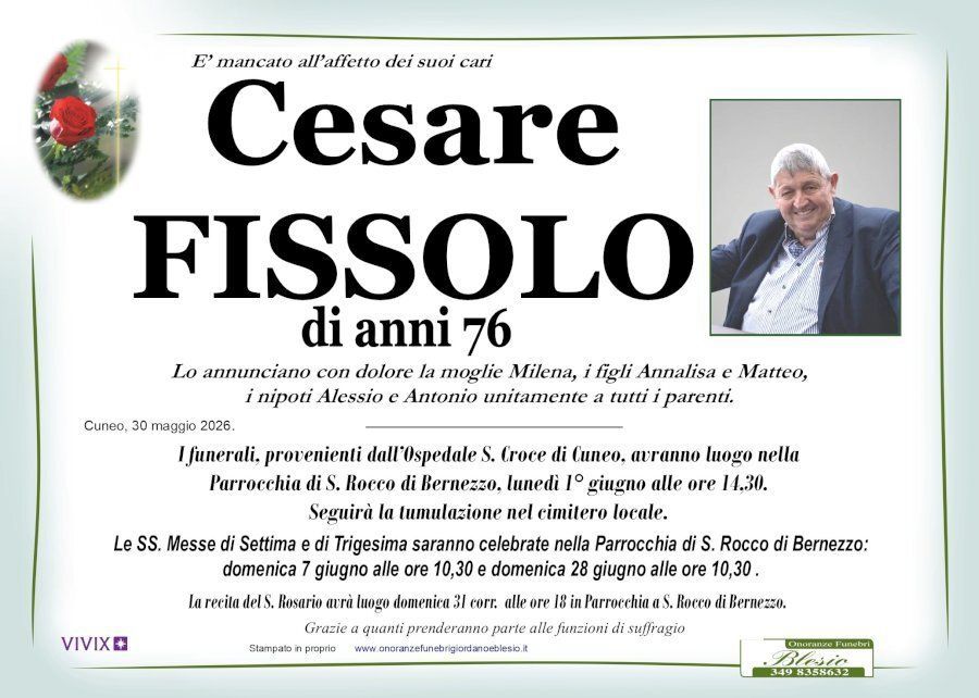 necrologio FISSOLO Cesare