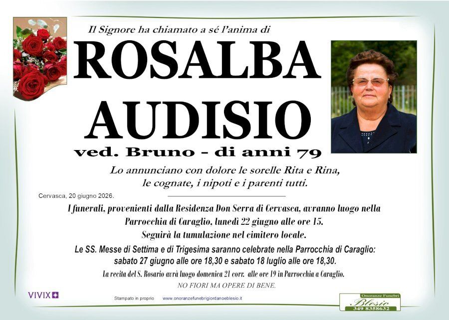 necrologio AUDISIO Rosalba ved.Bruno