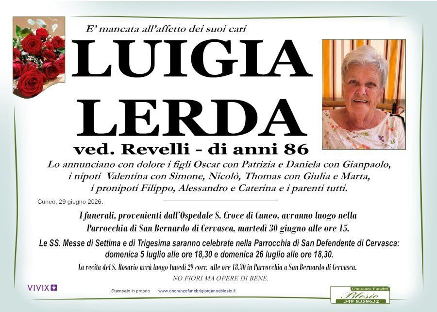 necrologio LERDA Luigia ved. Revelli