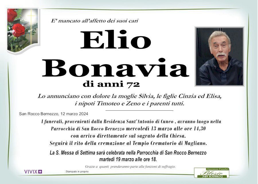 necrologio BONAVIA Elio