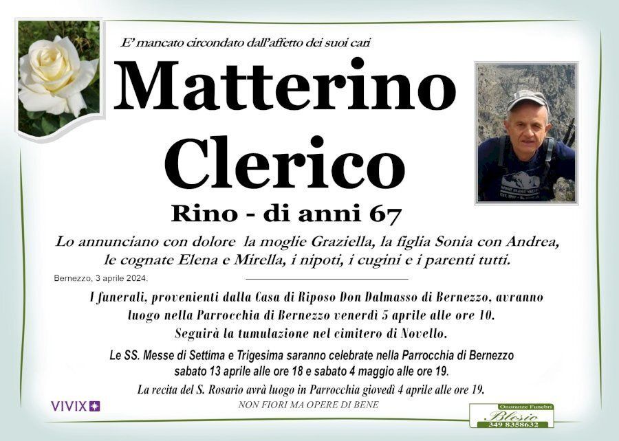 necrologio CLERICO Matterino