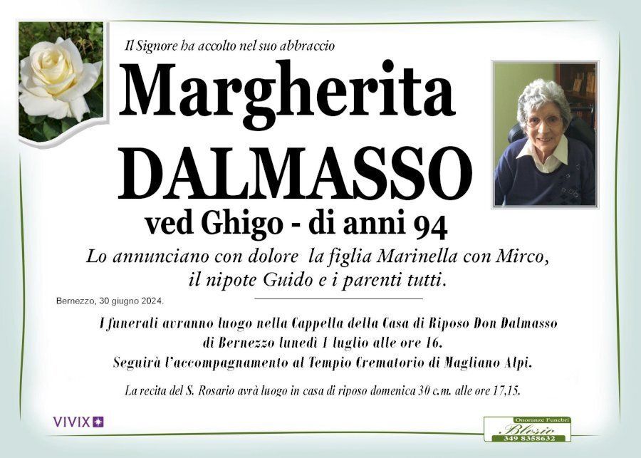 necrologio DALMASSO margherita ved. Ghigo
