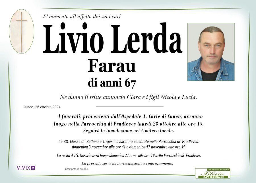 necrologio LERDA Livio