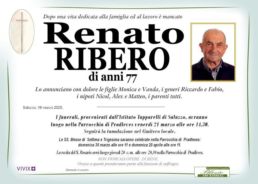 necrologio RIBERO Renato