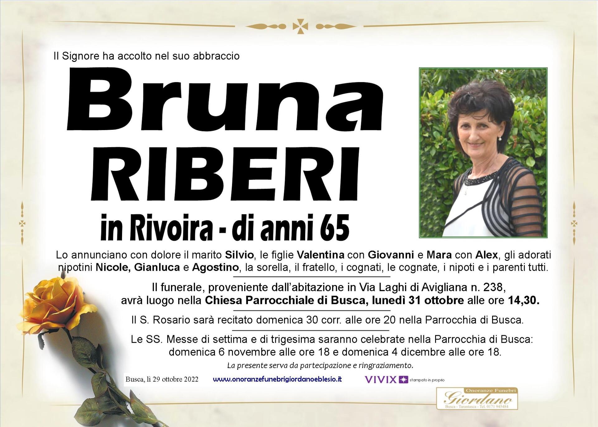 necrologio RIBERI Bruna in Rivoira