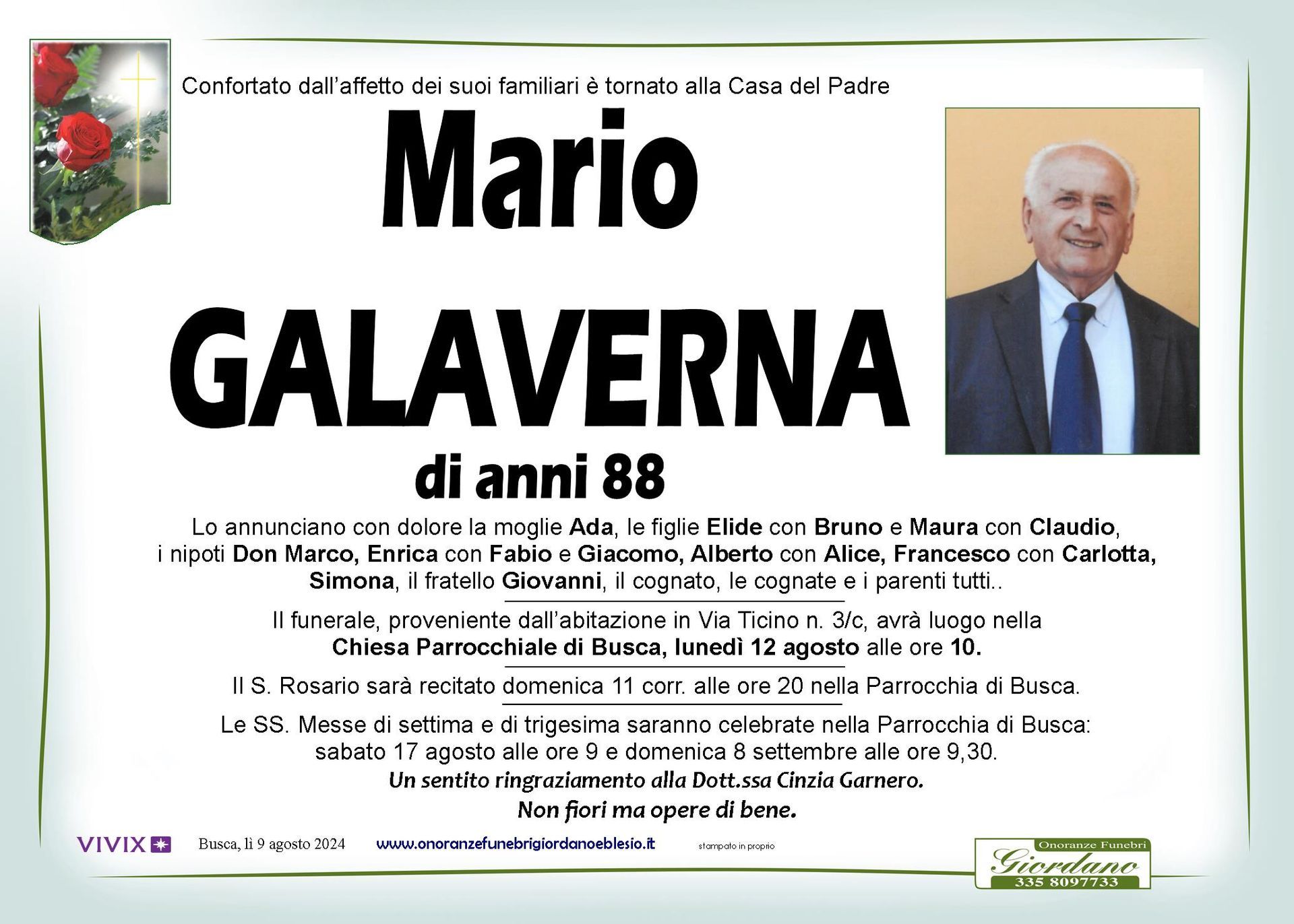 necrologio GALAVERNA Mario