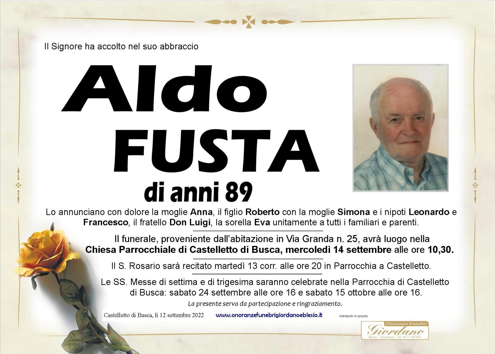 necrologio FUSTA Aldo