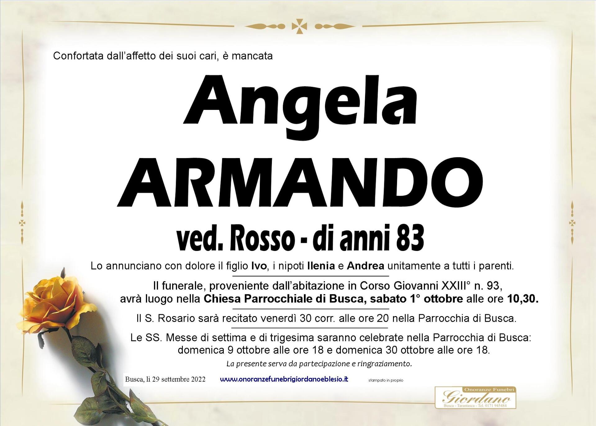 necrologio ARMANDO Angela ved. Rosso