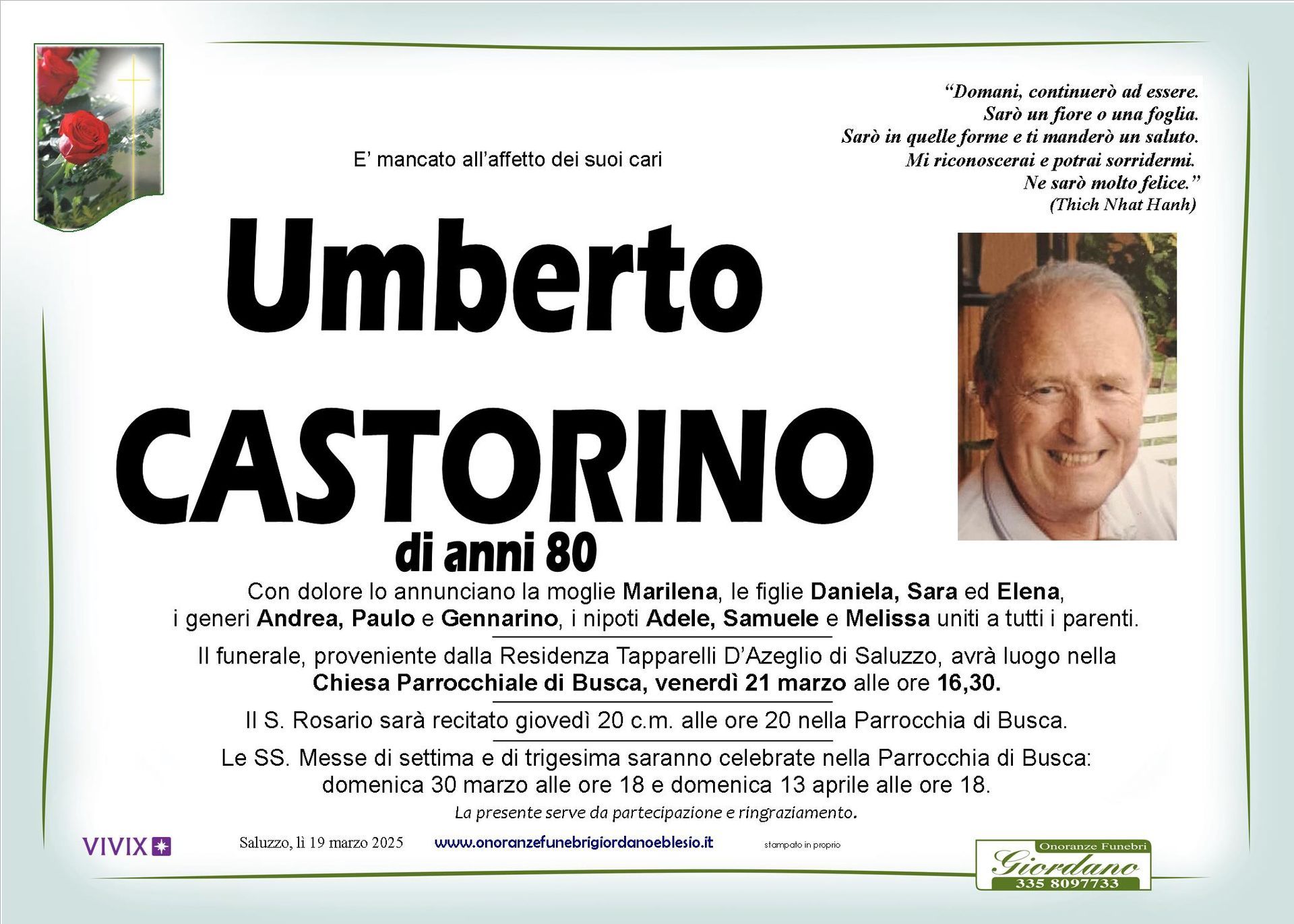 necrologio CASTORINO Umberto