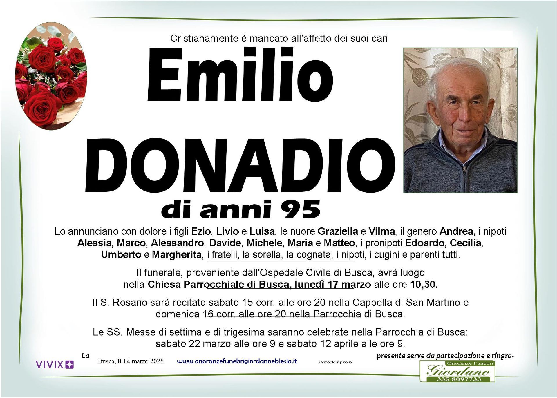necrologio DONADIO Emilio