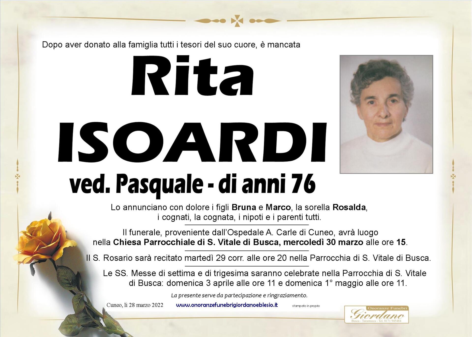 necrologio ISOARDI Rita ved. Pasquale