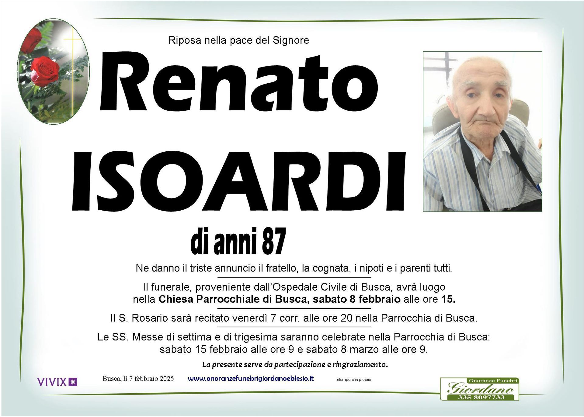 necrologio ISOARDI Renato