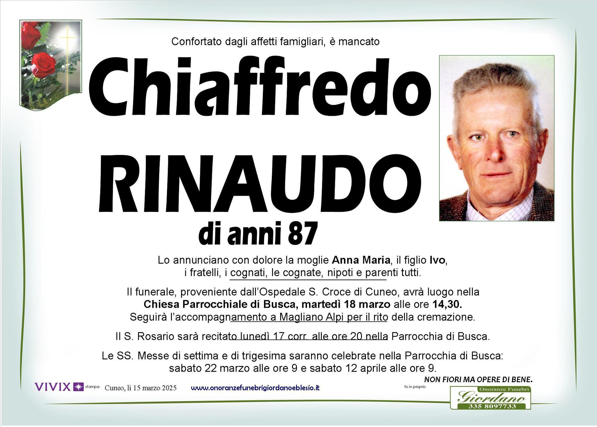 necrologio RINAUDO Chiaffredo