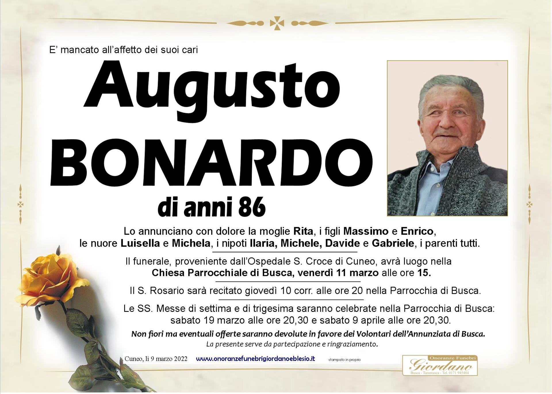 necrologio BONARDO Augusto